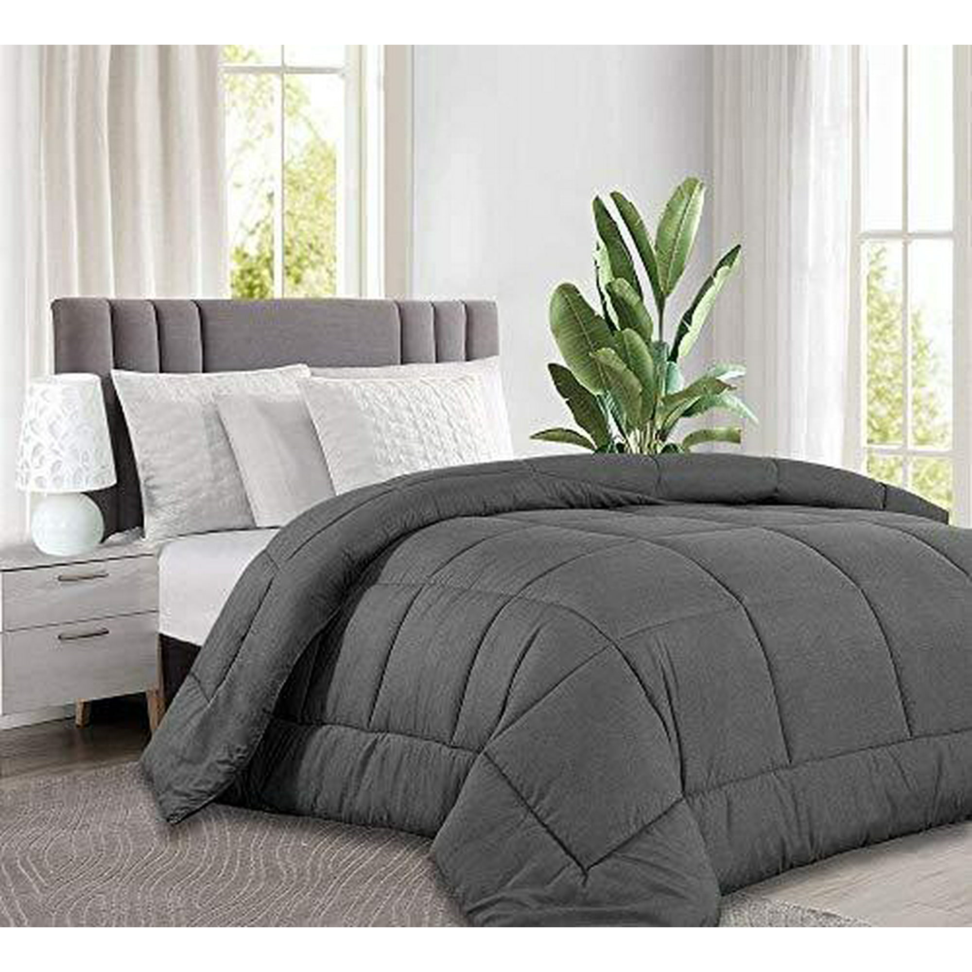 TEKAMON All Season King Comforter Soft Quilted Down Alternative Duvet  Insert with Corner Tabs,Luxury Fluffy Reversible Summer Cooling and Winter  Warm, Collection for Hotel Charcoal Grey 90 | Walmart Canada