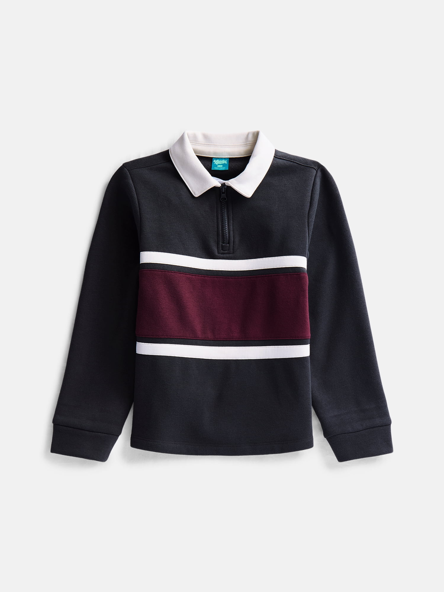 Wonder Nation Boys' Quarter Zip Rugby Fleece Pullover, Sizes 4-18 & Husky