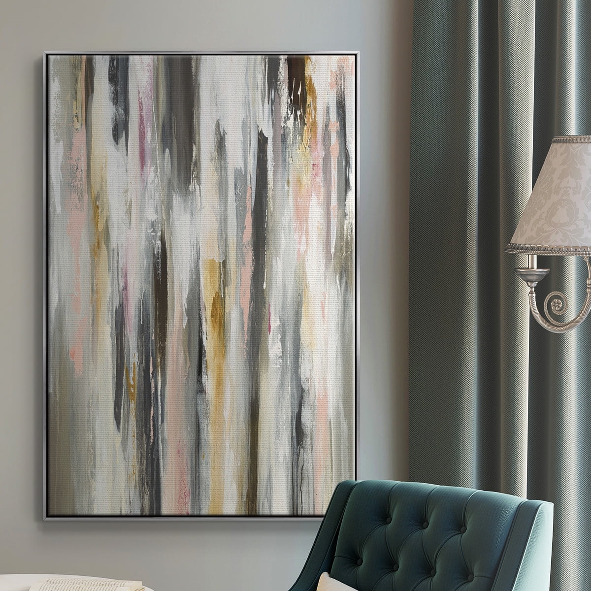 Color Ripple II Framed Premium Gallery Wrapped Canvas - Ready to Hang - 27 x 41 - Silver Floating Frame