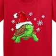 thumbnail image 4 of Inktastic Christmas Turtle in with Santa Hat and Snowflakes Youth T-Shirt, 4 of 5