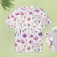 thumbnail image 4 of Floral Colorful Flower Womens Tops Women's Fashion Casual Short Sleeve Flower Print Round Neck Pullover Top Blouse, 4 of 6