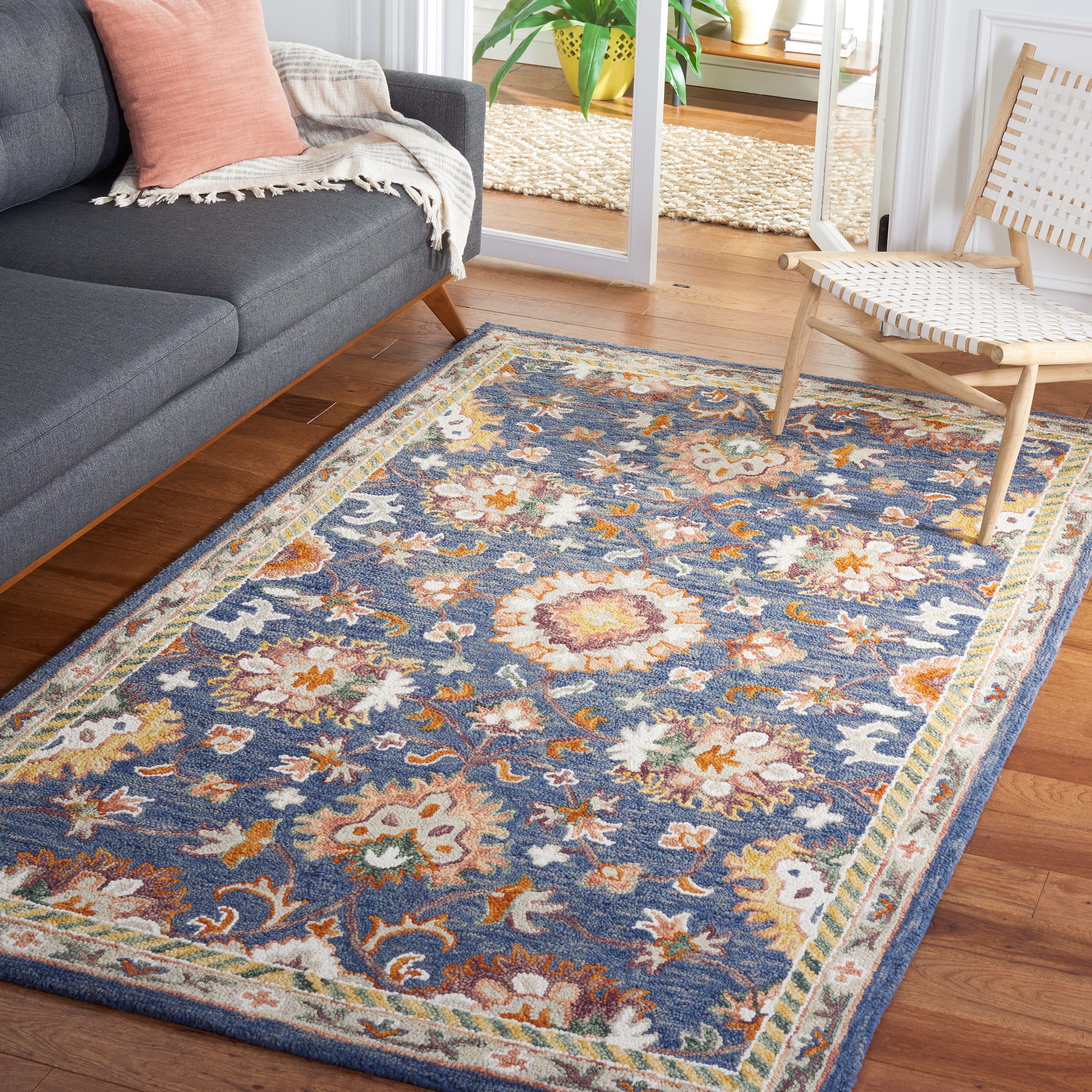 SAFAVIEH Aspen Marisa Tribal Area Rug, Blue/Rust, 6' x 9'