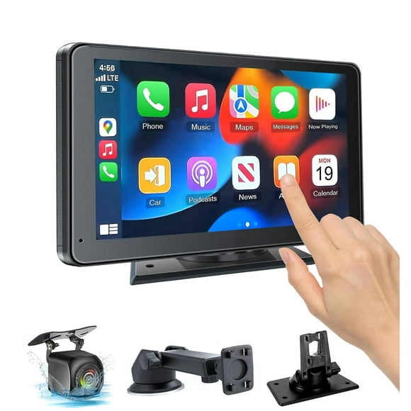 Hieha Car Play,Wireless Portable with Apple CarPlay and Android Auto Screen for Car,7" HD Touch Screen Car Stereo with Mirror Link,Backup Camera,Blue