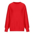 thumbnail image 4 of HJYCHN Elegant Women's Knit Pullover Sweater Soft Comfortable Loose Fit Round Neck Casual Winter Warm Cozy Yarn Fashion Outerwear Long Sleeve Blouse for Fall Season Daily Wear Red L, 4 of 4