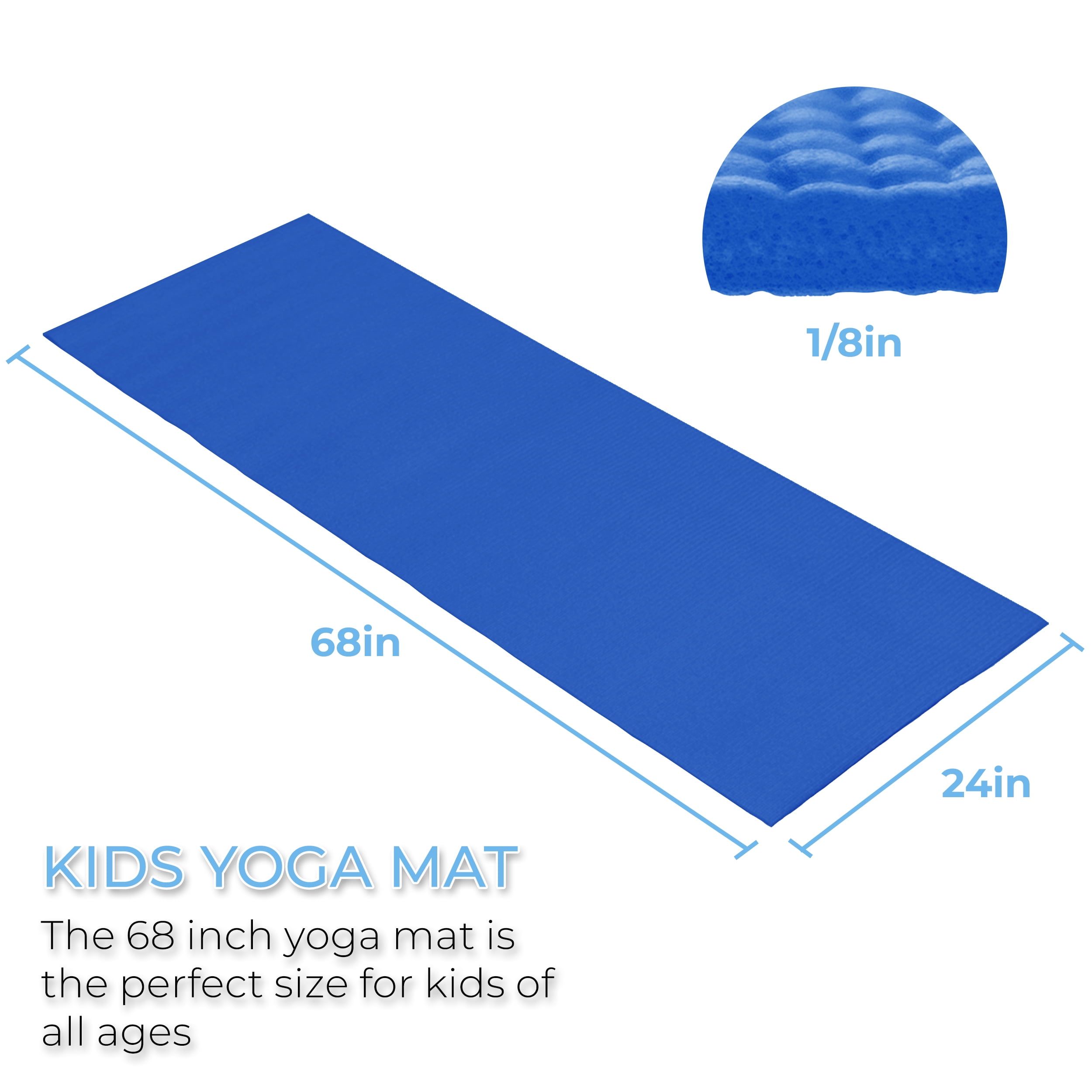 Hello Fit Bulk Yoga Mats, 10-Pack – 68" x 24", 4mm Thick, Non-Slip & Non-Toxic – Ideal for Schools, Studios & Gyms, Blue