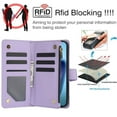 thumbnail image 5 of Case for Google Pixel 9 / 9 Pro RFID Blocking Protective Purse Case With Card Slots Holder Kickstand Wrist Strap Lanyard Zipper 3-card  Flip Wallet Case,Purple,For Pixel 9 / 9 Pro, 5 of 9