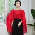 thumbnail image 3 of Eoperou Women Bridal Shawl Round Neck Front Low Back High Grown Shawl Solid Color Thin Sunscreen Versatile Bridal Wrap, 3 of 8