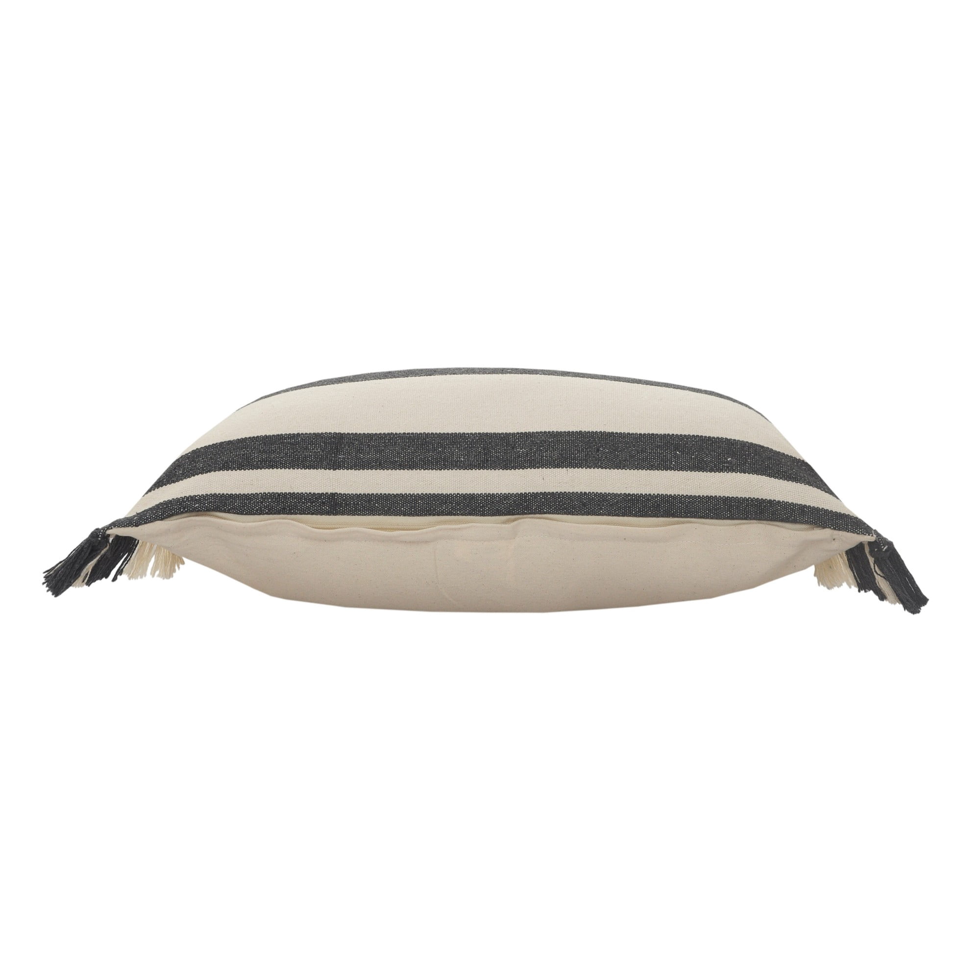Laddha Home Designs Striped Loomed Rectangular Cotton Lumbar Pillow Cover - 24" - Gray and White
