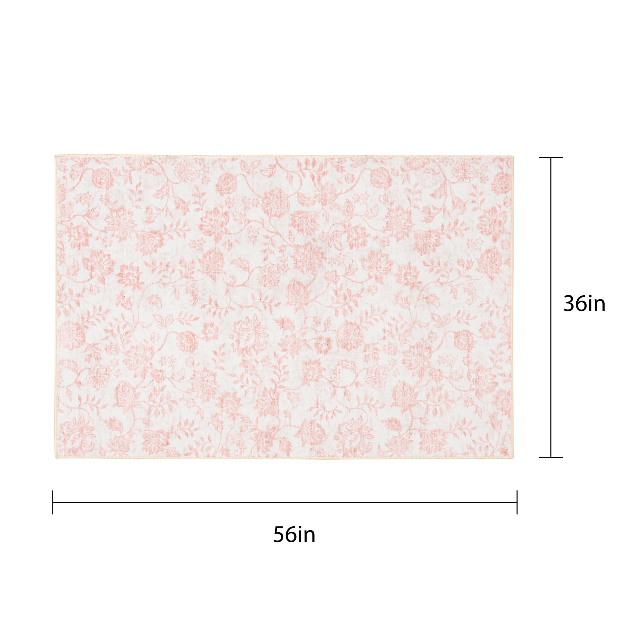 Mainstays Pink Floral Faux Fur Indoor Accent Rug, 36"x56"