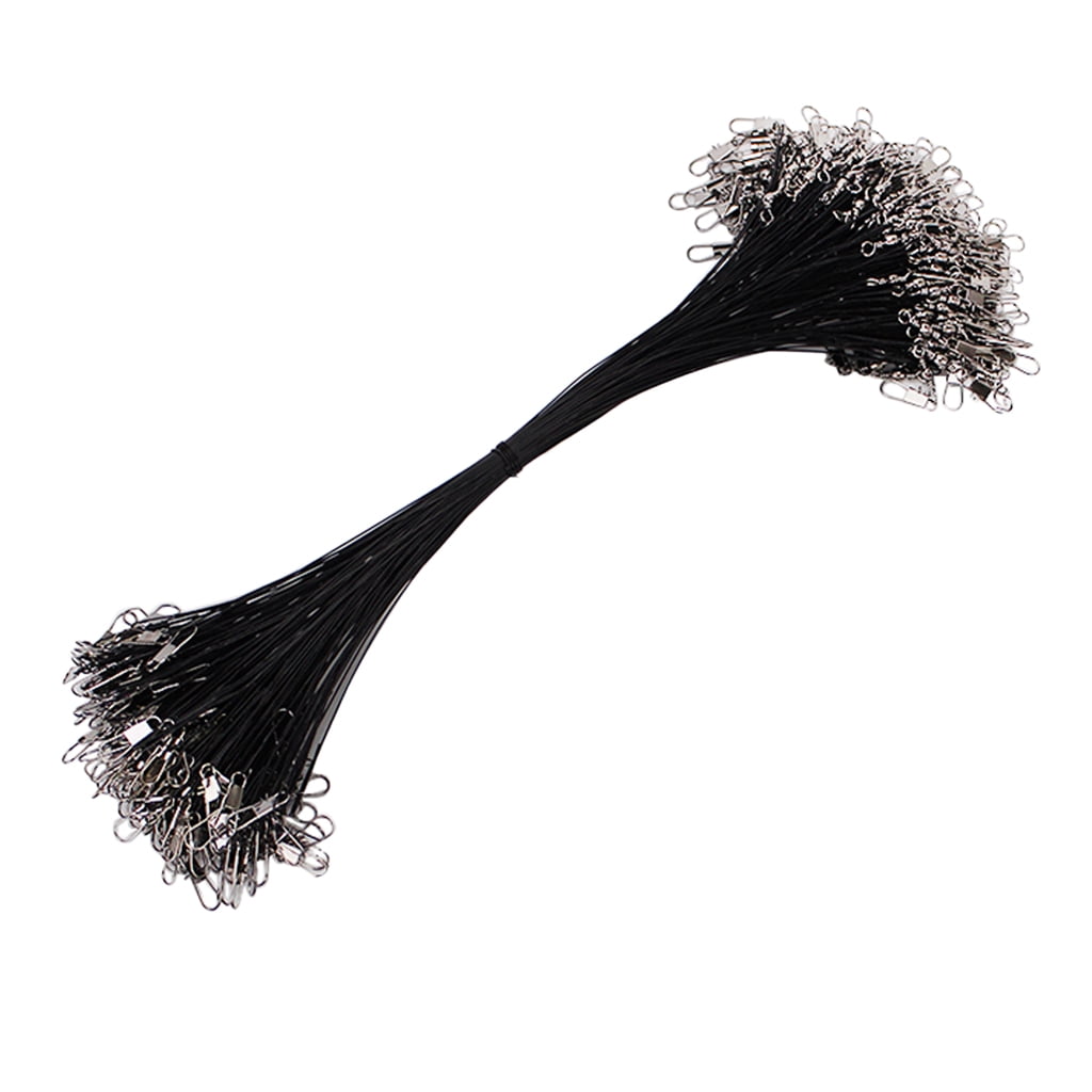 Nishiyuenyi 200Pcs 30cm Anti-Bite Fishing Wire Leader Steel Leaders Lines with Swivels