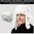 thumbnail image 5 of Winter Trapper Hat, Faux Rabbit Faux Fur Knit Russian Ushanka Aviator Warm Ski Hunting Cycling Winter Hats for Men and Women, 5 of 7