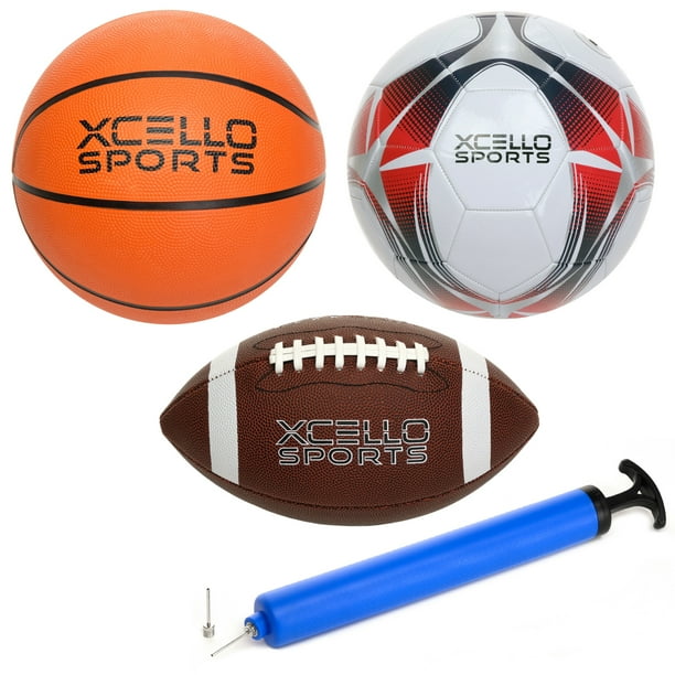 3 Multi Sport Ball Set Includes Size 5 Soccer Ball Official B7
