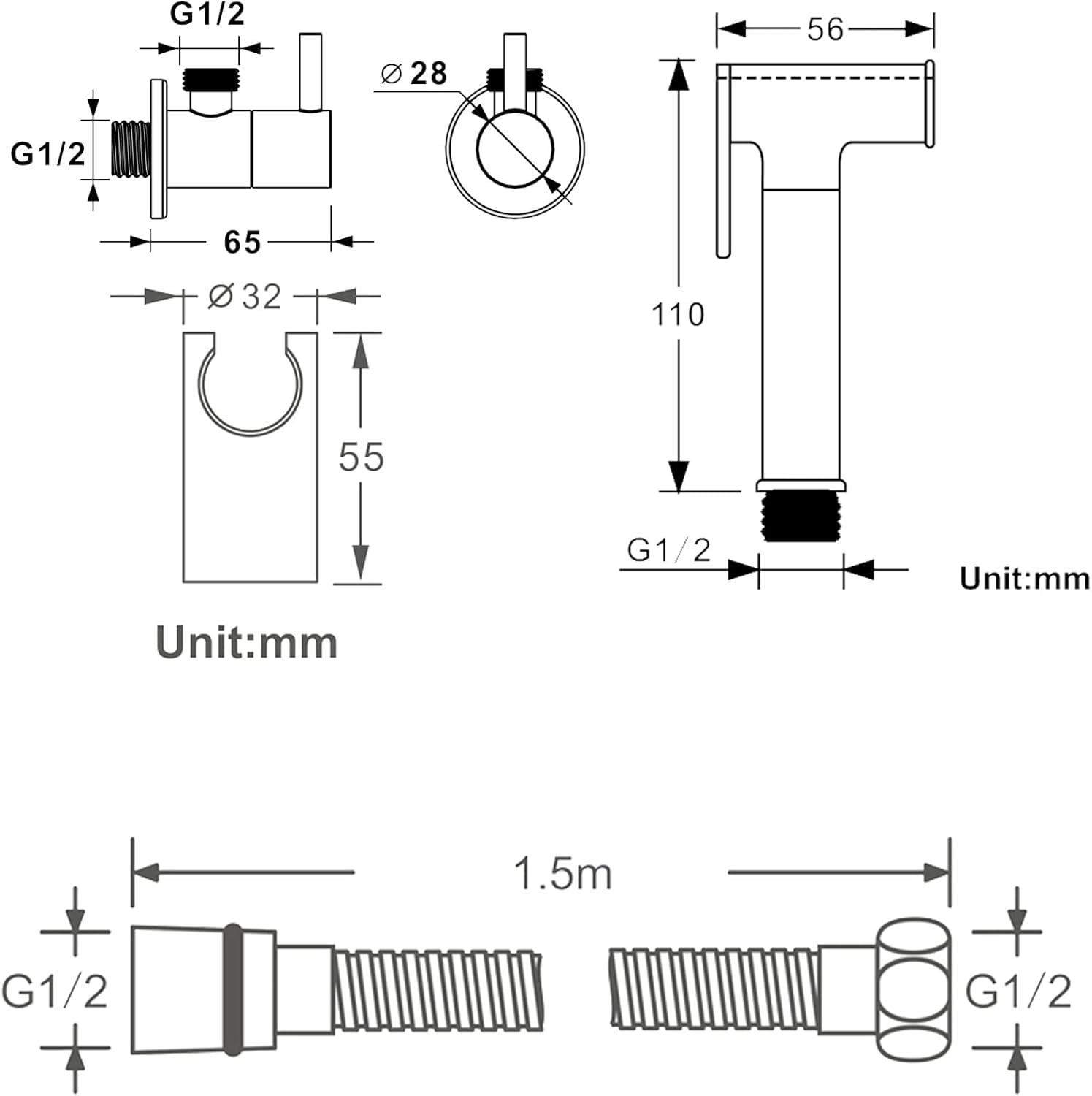 Bidet Sprayer for Toilet  Handheld Cloth Diaper Sprayer  Bathroom Jet Sprayer Kit Spray Attachment with Hose