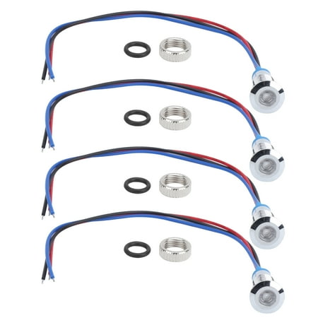 

TENGF 4 Set LED Indicator Light Signal 2Color Common Anode Waterproof Metal 8mm 220V(Red Blue )