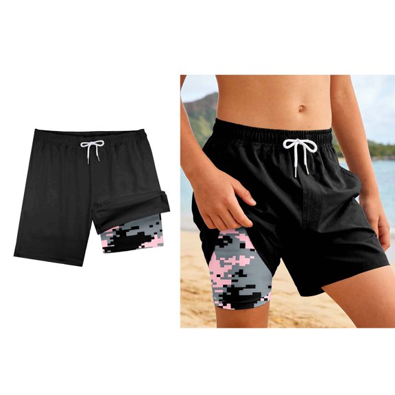 Swim Trunks Boys Compression Liner Black Quick Dry Swimwear Boys Beach Swim Boards Shorts 13-14 Years Boys Swimsuit