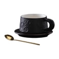 thumbnail image 3 of Taza de Café de Cerámica Cuchara Dorada Creativa con Posavasos con Asa Artículos de Café con Negro, 3 of 9