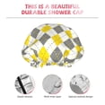 thumbnail image 4 of Yellow Grey White Diamond Plaid Shower Cap, Reusable Bath Hair Hat for all Hair Lengths Hair Cover with Elastic Band Double Waterproof Layers Bathing Hat, 4 of 5