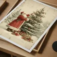 thumbnail image 4 of Vintage Santa Claus & Tree Drawing | Neutral Winter Forest Christmas Wall Art |, Matte Canvas Stretched, Posters for Room Bedroom Living Room Bathroom Wall Decor, Posters & Art Prints, Gift., 4 of 7