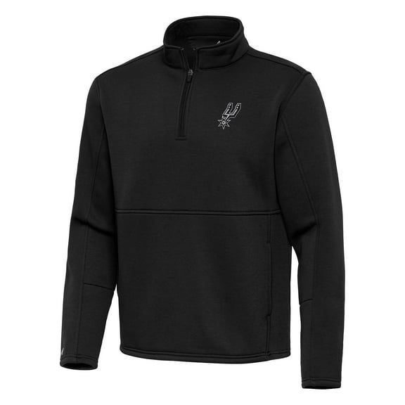 Men's Antigua Black San Antonio Spurs  Twist Quarter-Zip Pullover Top