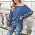 thumbnail image 2 of Blusa Estampado de leopardo Manga larga con hombros descubiertos Cuello redondo Tops de moda para mujer, 2 of 7