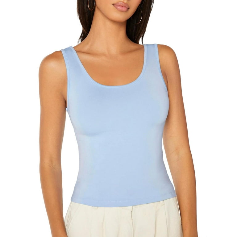 Womens Tank Tops & Camis Casual Solid Scoop Neck Tank Baby Blue XS 