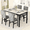 White/Gray, variant on MIERES 4-Person Dining Table and Chair Set, Marble Kitchen Dining Table and Chair Set, with 4 Striped Velvet Dining Chairs, Suitable for Apartments, Breakfast Nooks, and Dining Rooms (White/Gray)