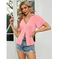 thumbnail image 5 of Women's 2025 Short Sleeve Summer Sweater Tops Casual Button Down Knit Cardigan, 5 of 9