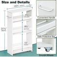 thumbnail image 6 of White Slim Storage Cart with Wheels, 4 Tier Rolling Utility Cart with Handle Slide Out Shelving Unit Organizer Trolley for Laundry Kitchen Bathroom Narrow Places Small Corner, 6 of 14