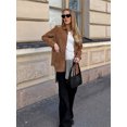 thumbnail image 2 of Abrigo de ante liso con solapa a la moda para mujer, chaqueta holgada de manga larga con un solo pecho y bolsillos, prendas de vestir exteriores finas informales para otoño, 2 of 5