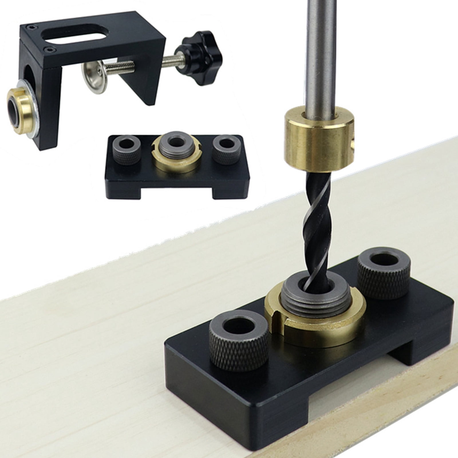 Doweling Jig Kit, 8/10/15mm Pocket Hole Jig Set With Positioning Clip,Adjustable Hole Drill Guide Puncher Locator