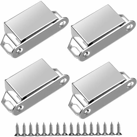 Imán para puerta de armario, 4 piezas, imán de puerta de acero inoxidable, imanes fuertes para puerta, cerradura de puerta de armario de 10 kg con tornillos para muebles de hogar, gabinete de puerta