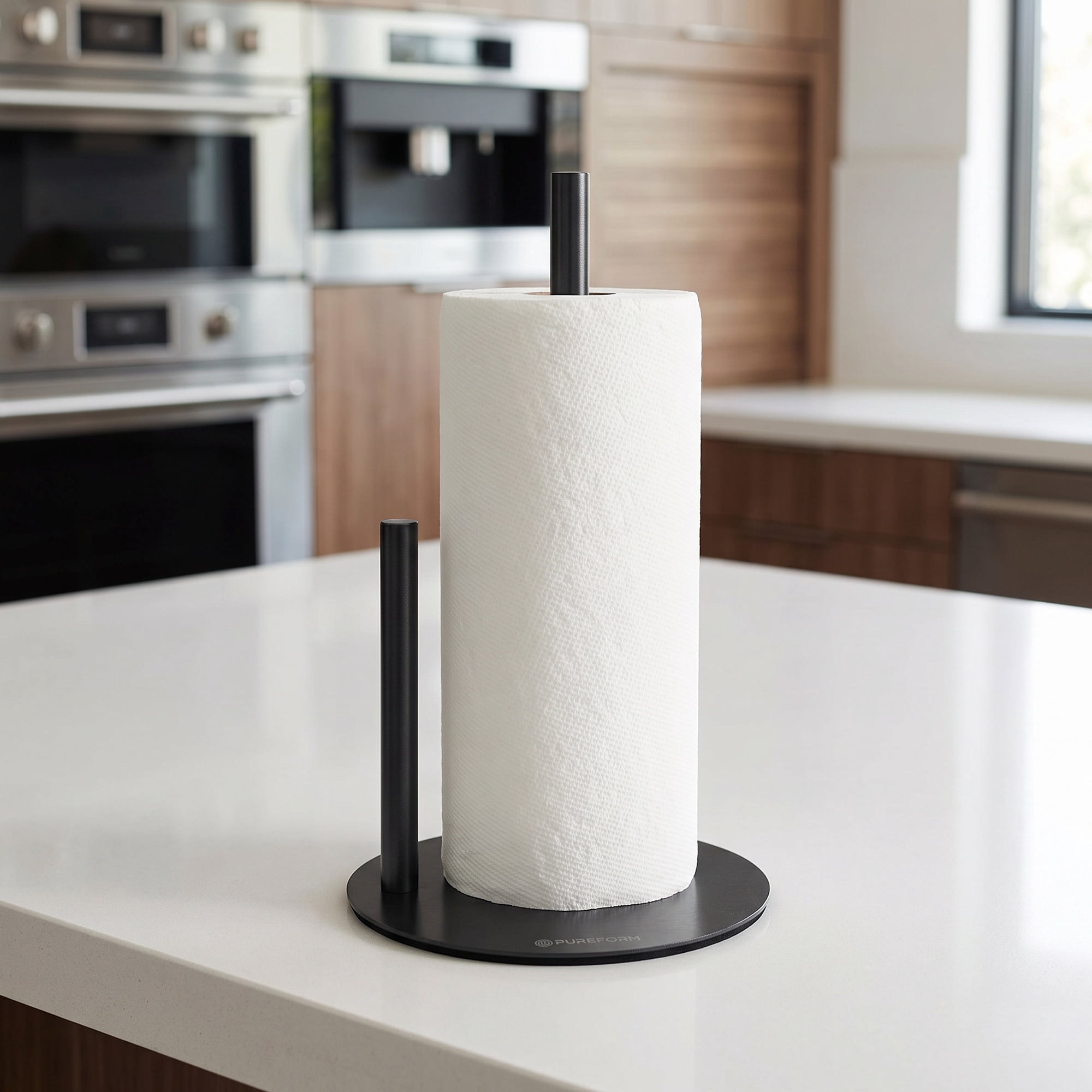 Unique Bargains Countertop Non Slip Base Dispenser Paper Towel Holder Black 11.8x6.7inch