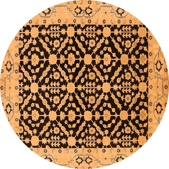 Ahgly Company Indoor Round Oriental Orange Traditional Area Rugs, 5' Round