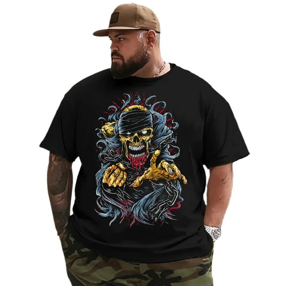 Men T Shirt for Big & Tall Man Graphic Short Sleeve Plus Size Oversized Tee Tshirts 2XL T0 5DLS 016