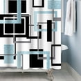 thumbnail image 3 of Modern Geometric Shower Curtain Sets Black White Blue Shower Curtain for Bathroom Geometry Squares Abstract Minimalism Bath Curtain Waterproof Durable Shower Curtain with Hooks 36x72 Inches, 3 of 6