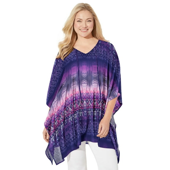 Catherines Women's Plus Size Georgette Peasant Poncho