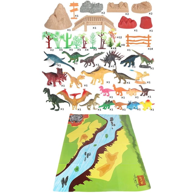 de Juguetes de Dinosaurios 103 Piezas Que Incluyen de Dinosaurios Realistas, árboles, Montaña , Piedra, Y Césped, Accesorios CUTICAT juguetes de escena de juego de dinosaurios
