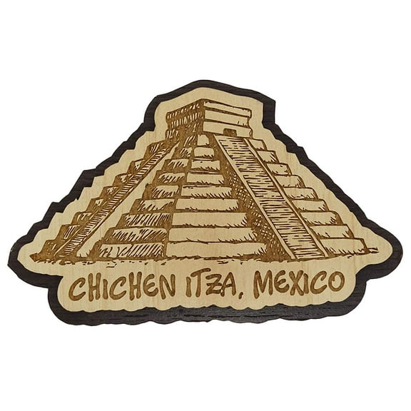 Printtoo Engraved Chichen Itza Mexico Fridge Magnet Souvenir Wooden Gift Collectibles