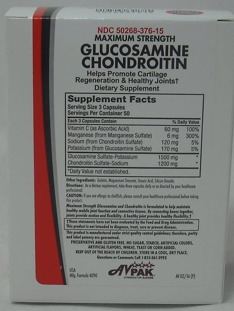 AvKare Glucosamine Chondroitin Capsules, 50 Count