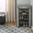 thumbnail image 4 of Simplify 5-Tier 23.6" L 10 Pair Shoe Organizer with Cover in Black, 4 of 9