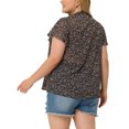 thumbnail image 3 of Agnes Orinda Women's Plus Size Bib Peasant Ditsy Floral Tie Neck Keyhole Chiffon Blouse 1X Black, 3 of 6