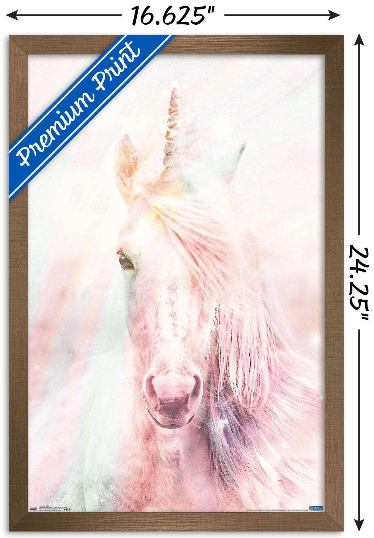 Pink Unicorn Wall Poster, 14.725" x 22.375", Framed