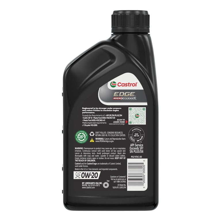 Castrol Edge High Mileage 0W-20 Advanced Full Synthetic Motor Oil