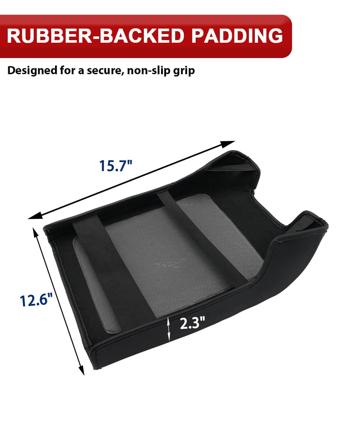 KBH Center Console Cover for 2011-2016 Ford F250 Super Duty, Black Leather Armrest Lid Cushion Pad for F350 F450 F550 Accessories