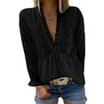 thumbnail image 2 of Women Fashionable Blouse, Breathable Comfortable Ruffle Charming Lightweight V Neck Tops For Dating For Office For Female ANGGREK Otros, 2 of 6