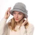 thumbnail image 2 of Women Winter Knit 1920s Vintage Bucket Bowler Hat Round Brim Warm Hat, 2 of 6