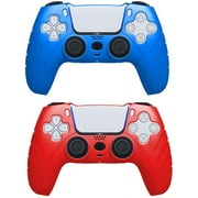 Chasdi PS5 Silicone Gel Controller Cover Skin Protector Compatible with Dualsense 2 Pack (Red Blue)