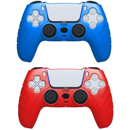 Chasdi PS5 Silicone Gel Controller Cover Skin Protector Compatible with Dualsense 2 Pack (Red Blue)