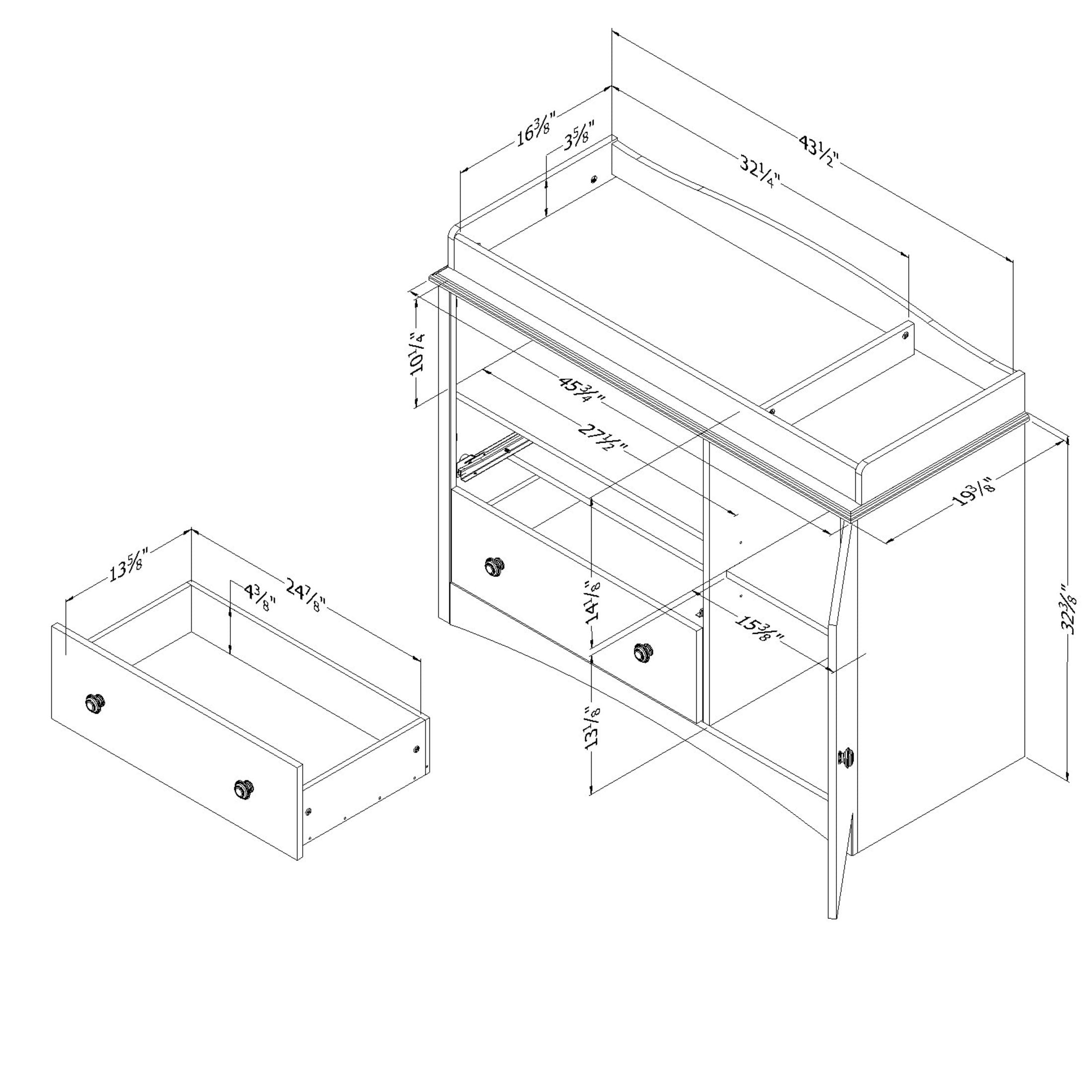 South Shore Peek-a-boo, Contemporary Toddlers Changing table, Wide White