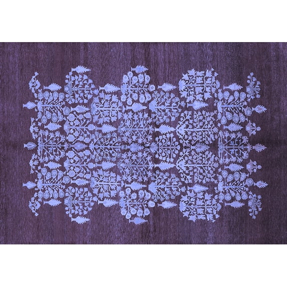 Ahgly Company Machine Washable Indoor Rectangle Oriental Blue Industrial Area Rugs, 2' x 5'